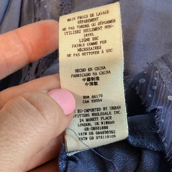 Free People Soul Serene Blouse Size Large Dusty Blue Lace Whimsigoth Boho NEW - Picture 10 of 13